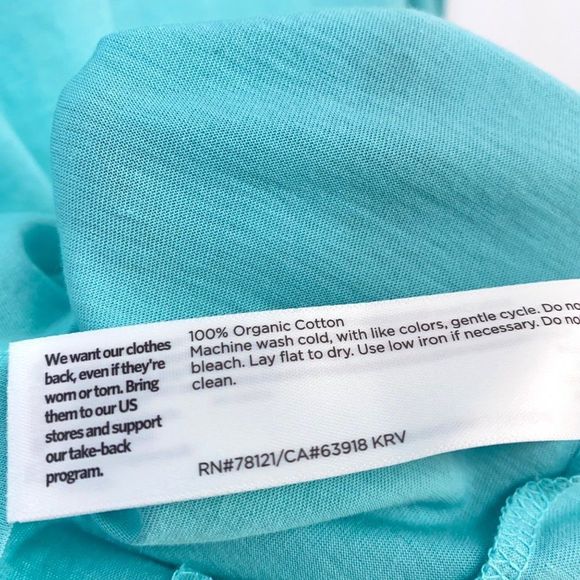 Eileen Fisher Round Neck T Shirt Womens Size X-Small Aqua Green Organic Cotton - Picture 6 of 6